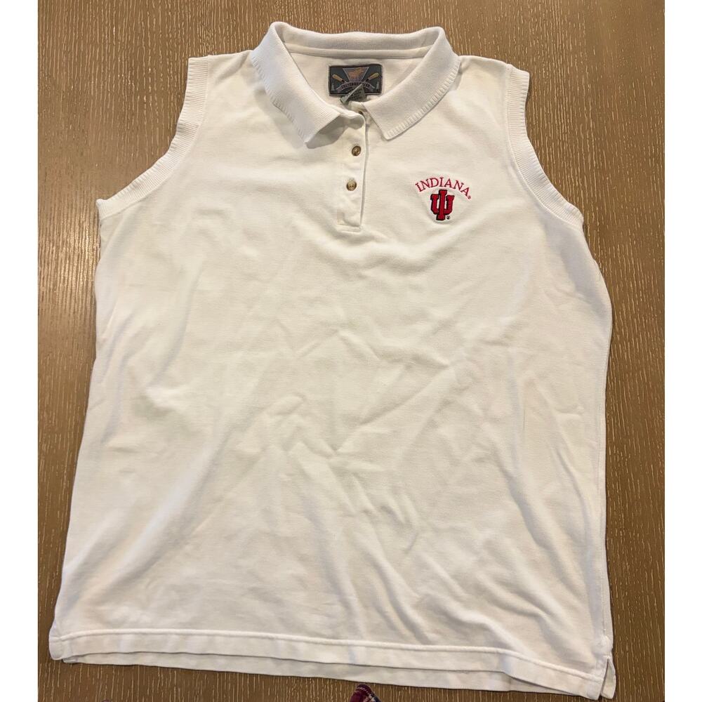 Indiana Hoosiers Polo Sleeveless White Logo Collared XL‎ Womens Cotton Cheyenne